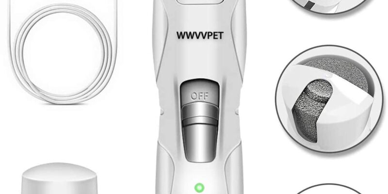WWVVPET Pet Nail Grinder, More Powerful and Quiet Low Vibration Dog Electric Nail Clippers Painless Paw Claws Care Rechargeable Smoothing Tool