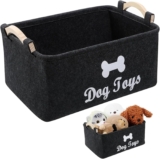 Cesta de fieltro, caja de juguetes para perros con mango de madera, cesta de almacenamiento de juguete para perros, versátil, organizar alimentos, juguetes, accesorios para mascotas