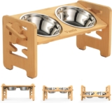 Vantic Comedero Elevado para Perros con 6 Alturas Ajustables, Comedero Elevado para Perros con 2 Cuencos de Acero y 4 Pies Antideslizantes Incluidos