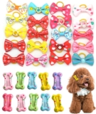 30 Pcs Pet Hair Accessories, Small Dog Hair Bows with Elastic Rubber Bands, Dog Kitten Hair Accessories, Grooming Accessory for Long Hair,