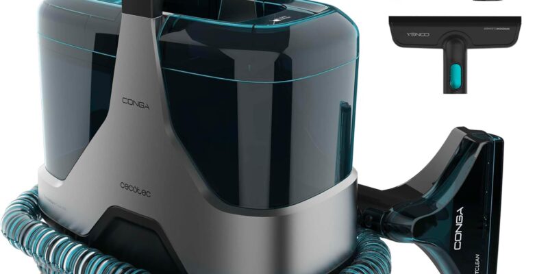 Cecotec Limpiador Aspirador de Tapicerías – Alfombras con Cable Conga 6000 Carpet&Spot Clean XXL Advance. 600W, Pulveriza, Aspira y Limpia, 15 kPa de Succión, Depósito 1300ml, Radio de Acción 7m