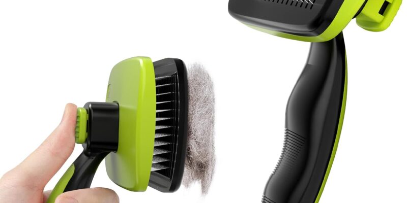Pecute Brush Peine para Perros y Gatos para Mascotas Quitar y Quitar el Pelo Muerto Carda con Púas Flexibles de Acero Inoxidable para Desenredar y Peinar Mascotas, Reduce un 95% el Pelo Suelto Cómodo
