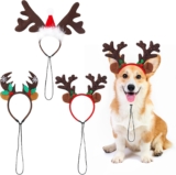 Gukasxi 3 Pieces Christmas Pet Headband Set Dog Headbands Christmas Elk Reindeer Antler Headband Christmas Hair Accessory Party Costume Accessories