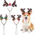 Christmas Costume for Pets, 4 Pieces Christmas Accessories Pet Clothes, Christmas Costumes for Cats Dogs with Hat, Reindeer Antlers Headband, Scarf, Mantle, for Dogs Cats