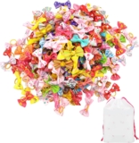 100 Pcs Hair Ropes with Bows, 1 Storage Bag, Animal Hair Accessories, Creative Dog Hair Ties, Cartoon Pet Elastic Bands,
