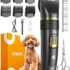Dog Hair Clippers, Low Noise Professional Dog Clippers, Pet Grooming Clippers Waterproof Whole Body Washable Cordless Rechargeable