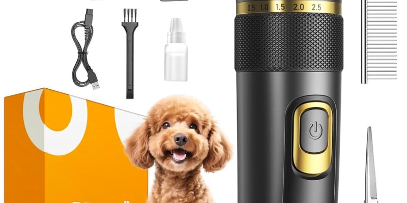 oneisall Quiet Dog Hair Clipper Upgraded Pro, Professional Hair Clippers Dogs Cats 2000mAh Rechargeable, IPX7 Waterproof Hair Clipper Barboncini