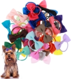 40 lazos para cachorros con clips, lazos para el pelo de perro con bandas de goma, pasadores multicolores para pelo de cachorro, accesorios para el cabello hechos a mano de 2,2 pulgadas, cuidado del cabello