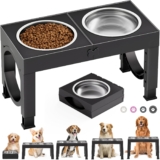 X XBEN Comedero Elevado para Perros, Comedero Elevado con 5 Alturas Ajustables, Comedero y Bebedero para Perros 2X1,5 L, Comedero Elevado para Perros Pequeños, Medianos y Grandes, Plegable y Antideslizante