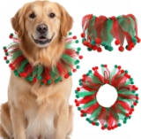 Christmas Collar for Dog Cat Pets Adjustable Christmas Ornaments Red Green Clothing Accessories Suitable for Dogs, Cats, Puppies and Kittens (L)