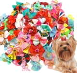 30 Piezas Lazos para Perros con Elásticos, Varios Estilos Lazos para Perros, Estilos de Lazos para Perros Múltiples Lazos para el Cabello para Perros Lindos Accesorios de Aseo para Perros Accesorios para Collares