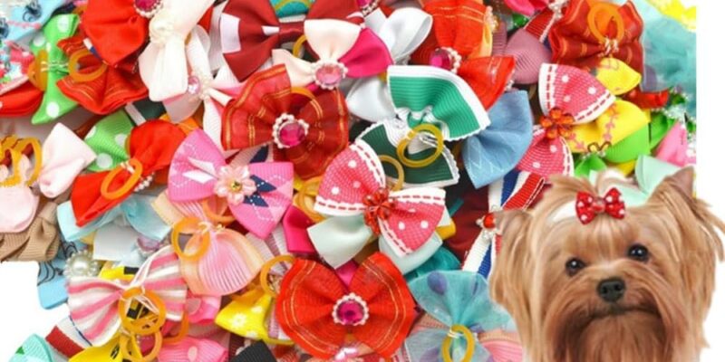 30 Piezas Lazos para Perros con Elásticos, Varios Estilos Lazos para Perros, Estilos de Lazos para Perros Múltiples Lazos para el Cabello para Perros Lindos Accesorios de Aseo para Perros Accesorios para Collares