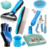 Grooming Kit for Dogs and Cats – Professional 5 Piece Set with Quiet Hair Clipper, Brush, Comb, Scissors & Vacuums – Complete Pet Care Kit at Home