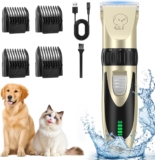 Dog Hair Clippers, Low Noise Professional Dog Clippers, Pet Grooming Clippers Waterproof Whole Body Washable Cordless Rechargeable