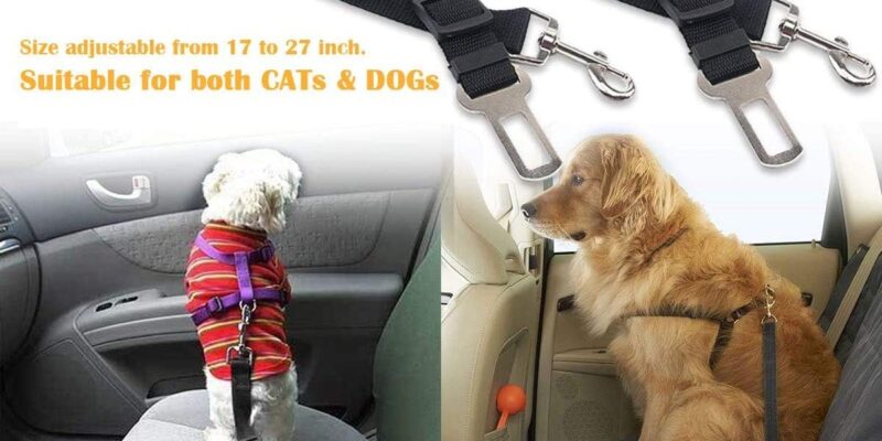 2 Car Seat Belt for Dogs, Universal Adjustable Nylon Belt Harness for Transporting Pets 2pcs/Pack More Durable【Upgraded Version】