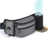 Bolsa de golosinas para perros y accesorios para perros, impermeable, riñonera con portabotellas, correa multifuncional, riñonera ajustable para senderismo, paseos con perros