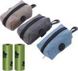 Dispensador de bolsas para excrementos de perros, soporte para bolsas para excrementos de perros, soporte para bolsas para excrementos de perros, 3 piezas, accesorios para perros, con 2 bolsas para excrementos de perros