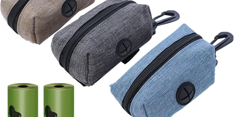 Dispensador de bolsas para excrementos de perros, soporte para bolsas para excrementos de perros, soporte para bolsas para excrementos de perros, 3 piezas, accesorios para perros, con 2 bolsas para excrementos de perros
