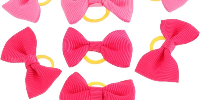 Lazos para Perros con Gomas Elásticas,30 Piezas Lazo de Pelo de Perro Accesorios para Perros el Cabello Rosa