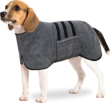 Albornoz para Perros, Perro Grande, Albornoz Gris, Albornoz para Perros con Velcro de tamaño Mediano, Albornoz para Perros pequeños, Accesorio de Higiene para Mascotas (Gris, M)