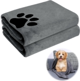 2 Pack Extra Absorbent Dog Towels, Dog Towels, Dog Accessories, Microfiber Bandanas, Quick Dry Towels for Cats, Dogs or Other Pets, 75 x 35 cm, Grey