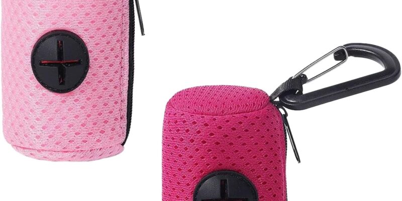 Soporte para Bolsa para excrementos de perro, 2 piezas, bolsa para excrementos de mascotas con cremallera y accesorio, soporte para Bolsa para excremento de perro colgante para caminar y hacer senderismo