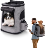 Mobiclinic® Pets Mochila para Mascotas, Plegable, Ventana de Malla, Bolsillos para Accesorios, Múltiples Accesos, Doble Asa, Ajustable, 30 x 25 x 40 cm, Transportín para Perros y Gatos, Thor