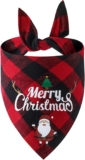 Christmas Dog Bandana Classic Triangle Christmas Print Plaid Pet Scarf Bib Bandana Holiday Accessories Decorations for Small to Large Dogs (G