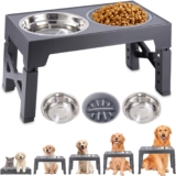 Elevated Dog Feeder High Dog Feeder for Dogs, 4 Adjustable Heights, with 2 Stainless Steel Bowls and Anti-Voracity Dog Feeder, for Small, Medium and Large Dogs