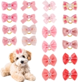 20pcs Dog Bows with Rubber Bands, Elastic Dog Hair Ties Various Styles Dog Bows Cute Dog Hair Accessories for Daily Pet Holiday Use
