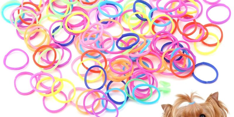 Cyrank 10 Packs of Elastic Bands for Dogs, Hair Ties for Dogs, Wool Bands for Dogs with Mini DIY Elastic Bands, Colourful Beauty Accessories for Dogs