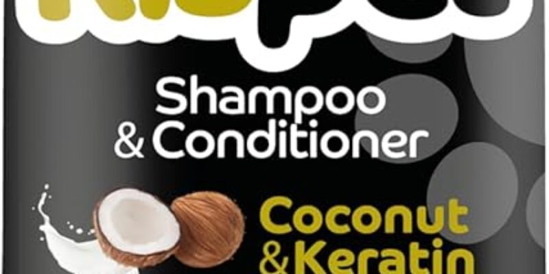 Coconut Keratin Shampoo & Conditioner, Cleaner for Dogs and Long-Haired Animals, Delicate Allergen Free Formula and pH Balanced, Coconut Fragrance, 370 ml