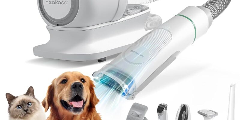 Neakasa Dog and Cat Hair Clipper with Vacuum Cleaner Pet Hair, 99% Hair Suction, Quiet Hair Clipper, 5 Beauty Tools – Brushes for Cats and Dogs