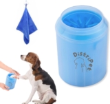 Limpiador de patas de perro, limpiador de patas de perro, cepillo de limpieza de silicona portátil y desmontable para limpiar los pies sucios de los perros. Incluye toalla de microfibra gratis (azul)