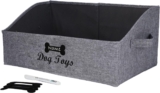 Geyecete Caja de juguetes para perros grande,Cesta de juguetes para perros trapezoidal,Cesta de almacenamiento personalizada plegable para juguetes y accesorios para perros-Gris