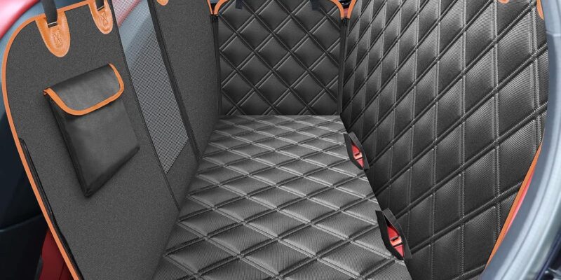 KYG Dog Car Seat Cover for Pets, Waterproof and Resistant Car Protector with Visible Mesh Window and Zip, Full Protective Back Seat and Doors