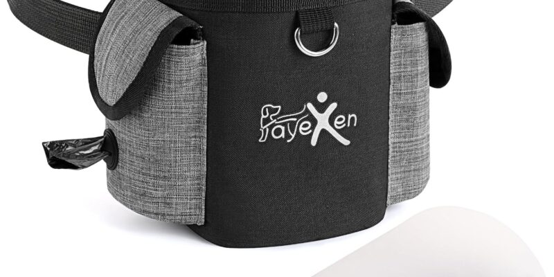 Bolsa de golosinas para perros, juego de 3 bolsas para accesorios de entrenamiento para perros (bolsa de silicona para golosinas para perros y mochila para adiestramiento de perros y dispensador de bolsas para excrementos) para entrenamiento para caminar
