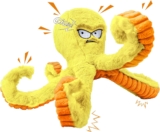 Legend Sandy Tough Dog Toys, juguetes para masticar perros grandes para mantenerlos ocupados, juguete interactivo para perros chirriantes para perros, pulpo amarillo arrugado