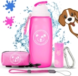 Pack of 320 ml Pipi Street Dogs Silicone Bottle + Carabiner + Adjustable Rope + Bags + Cover | Dog Water Bottle and Dog Accessories | Dog Bottle Pises | Ideal Walks (Violet, 320 ml)