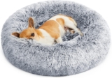 Feandrea PGW037G01 Dog Bed, Removable and Washable Central Cushion, Soft and Fluffy Plush Rug, 50 cm Diameter, Grey