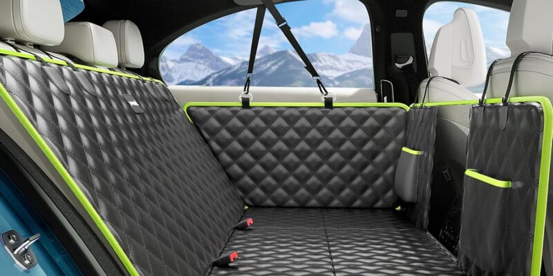 Pecute Dog Car Cover with Hard Bottom for Back Seat, 2025 Improved Material, 3 in 1 Cover & Extender & Barrier, Waterproof Anti-Scratch, Texture Sofa, Up to 150 kg