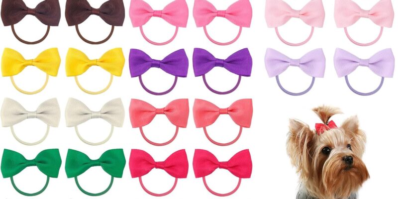 40 Lazos Pequeños para Cachorros, Lazos para el Cabello Multicolores de Poliéster con Bandas Elásticas Accesorios Lindos Aseo para Cachorros para Uso Diario Cachorro pequeño