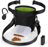 Dog Treat Bag with Magnetic Opening and Adjustable Belt Set of 4 Dogs Accessories (Clicker Dog & Bag Treats for Dogs & Backpack for Training Dogs & Poop Bag Dispenser)