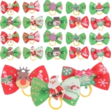 Balacoo 30 Pieces Christmas Pet Hair Bows with Elastic Hair Bow Hair Band Christmas Ring Hair Accessories for Dogs Cats Kids