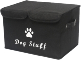 Morezi Caja de juguetes para perros con tapa, caja de almacenamiento de juguetes para mascotas, adecuada para guardar juguetes y accesorios para perros y gatos, color negro