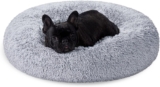 Feandrea PGW039G01 Dog Bed, Removable and Washable Central Cushion, Soft and Fluffy Plush Rug, Diameter 70 cm, Grey