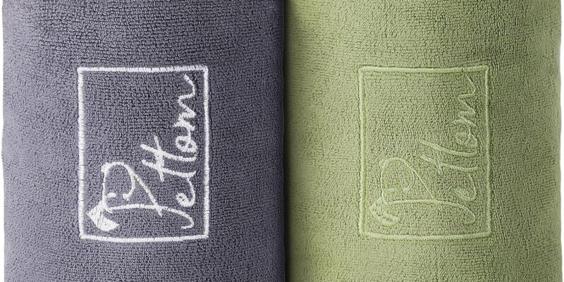 PETTOM 2 Pcs Dog Towel Quick Drying Absorbent Microfiber Dog Towel Artero, Bath Towels with Pockets for Small, Medium and Large Dogs, 90 x 50 cm