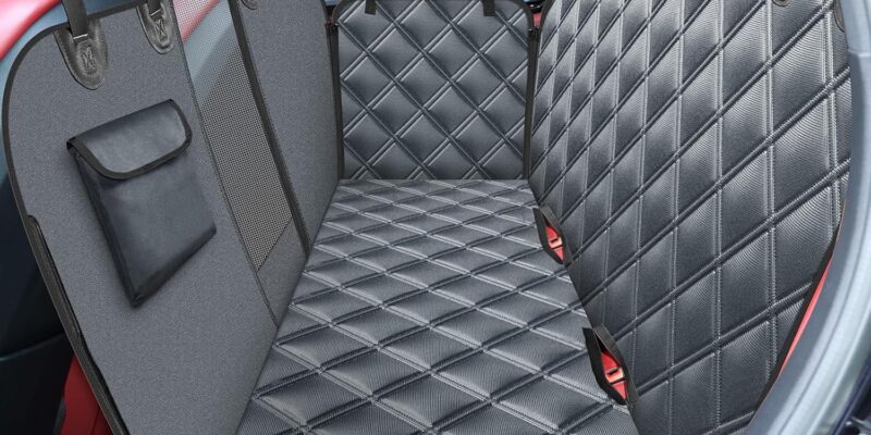 KYG Dog Car Seat Cover for Pets, Waterproof and Resistant Car Protector with Visible Mesh Window and Zip, Full Protective Back Seat and Doors