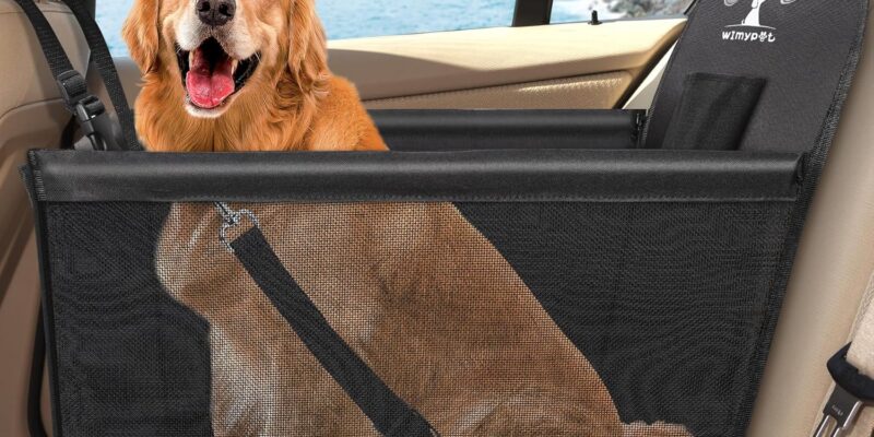 Waterproof Car Seat Protector for Pets, Safety Car Seat for Dogs Cats, 600D PVC Oxford Material Bottom with Safety Belt for Travel – 59 x 49 x 46 cm